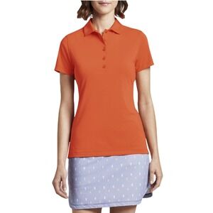 Peter Millar Performance Golf Polo Shirt Orange Wicking UPF L